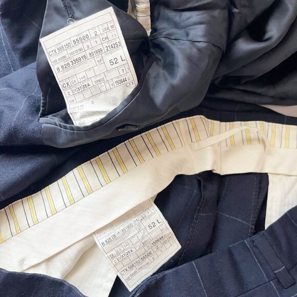 Ermenegildo Zegna Navy Blue Grid Plaid Wool Suit Jacket & Pants - Size 52L - Picture 8 of 15